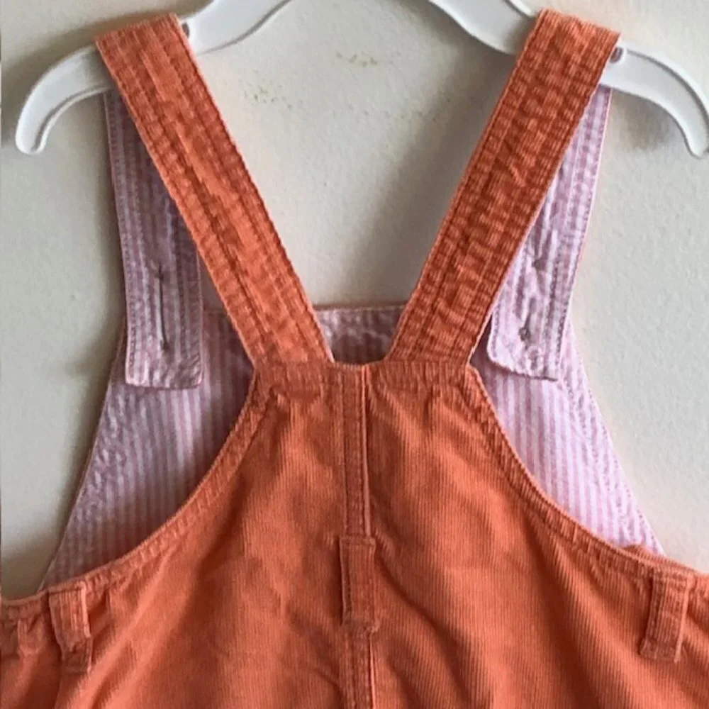 RALPH LAUREN Y2K Corduroy Orange Overall Jumper Dress 4